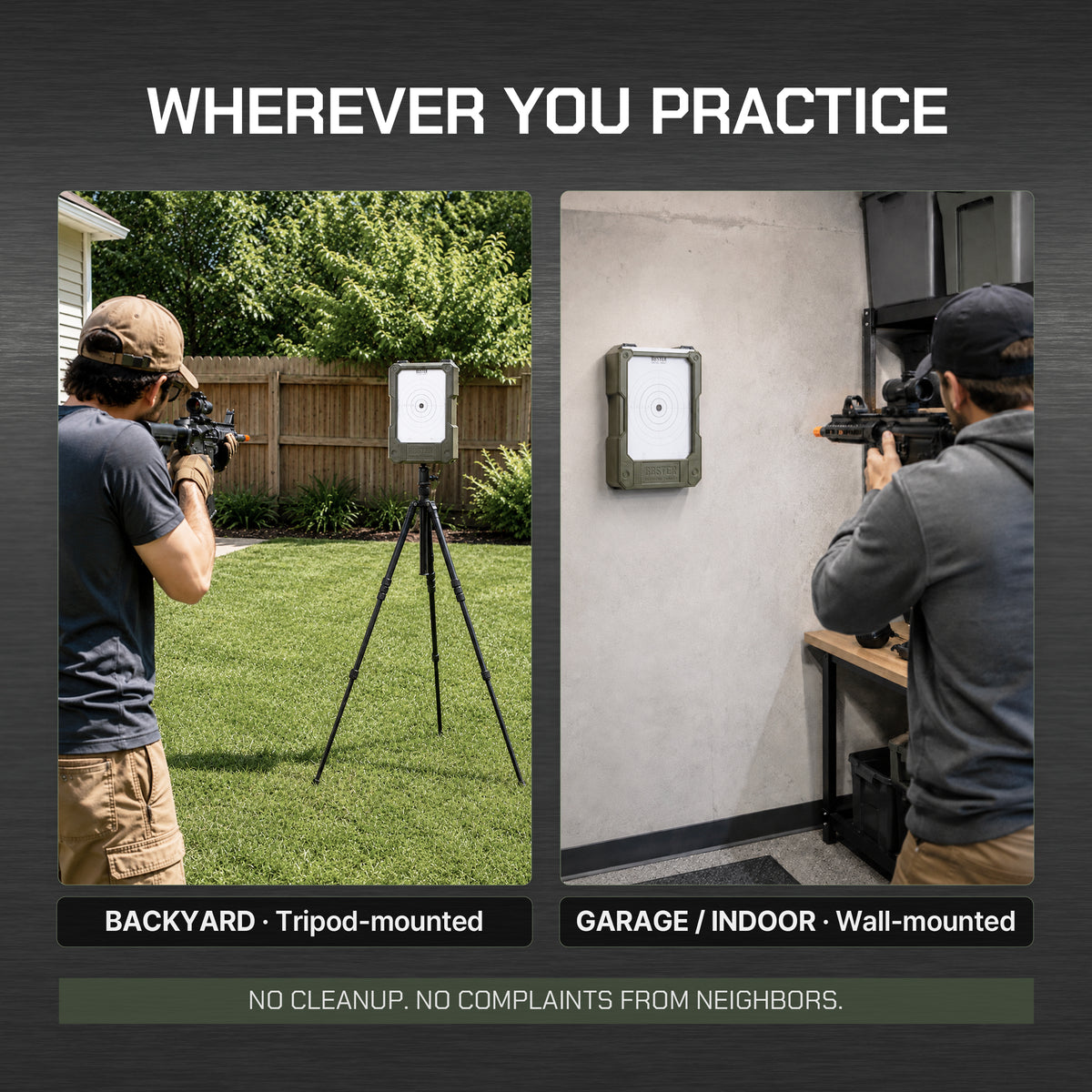Wherever you practice: tripod-mounted in the backyard or wall-mounted in a garage.